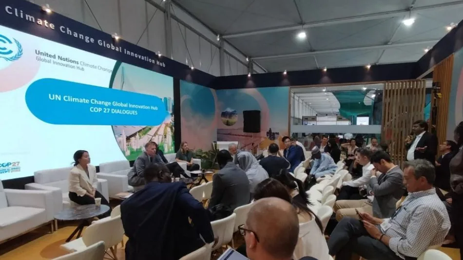 Audience at the Digital MRV session, UN Climate Change Global Innovation Hub pavilion.