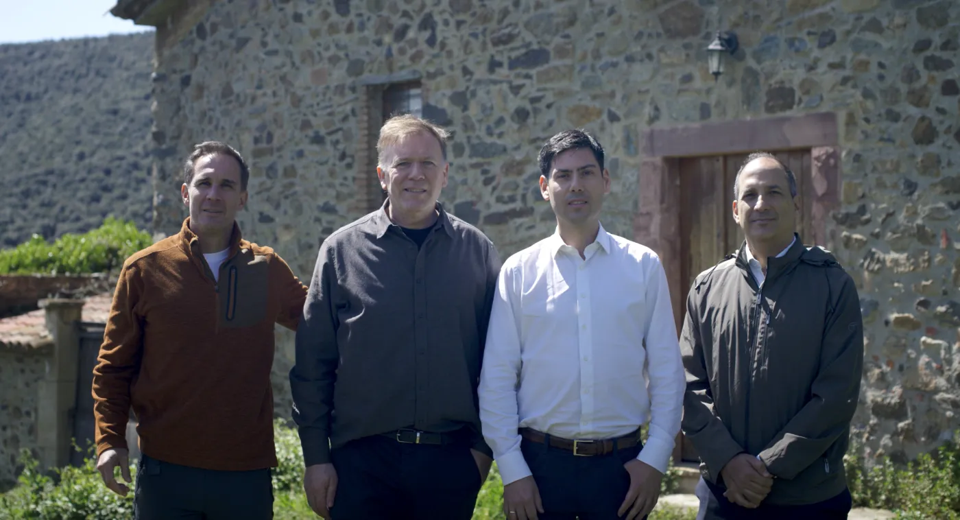 The EMFF, Biodiversity Intelligence and Cercarbono team in front of the farmhouse at the Montseny reference site.