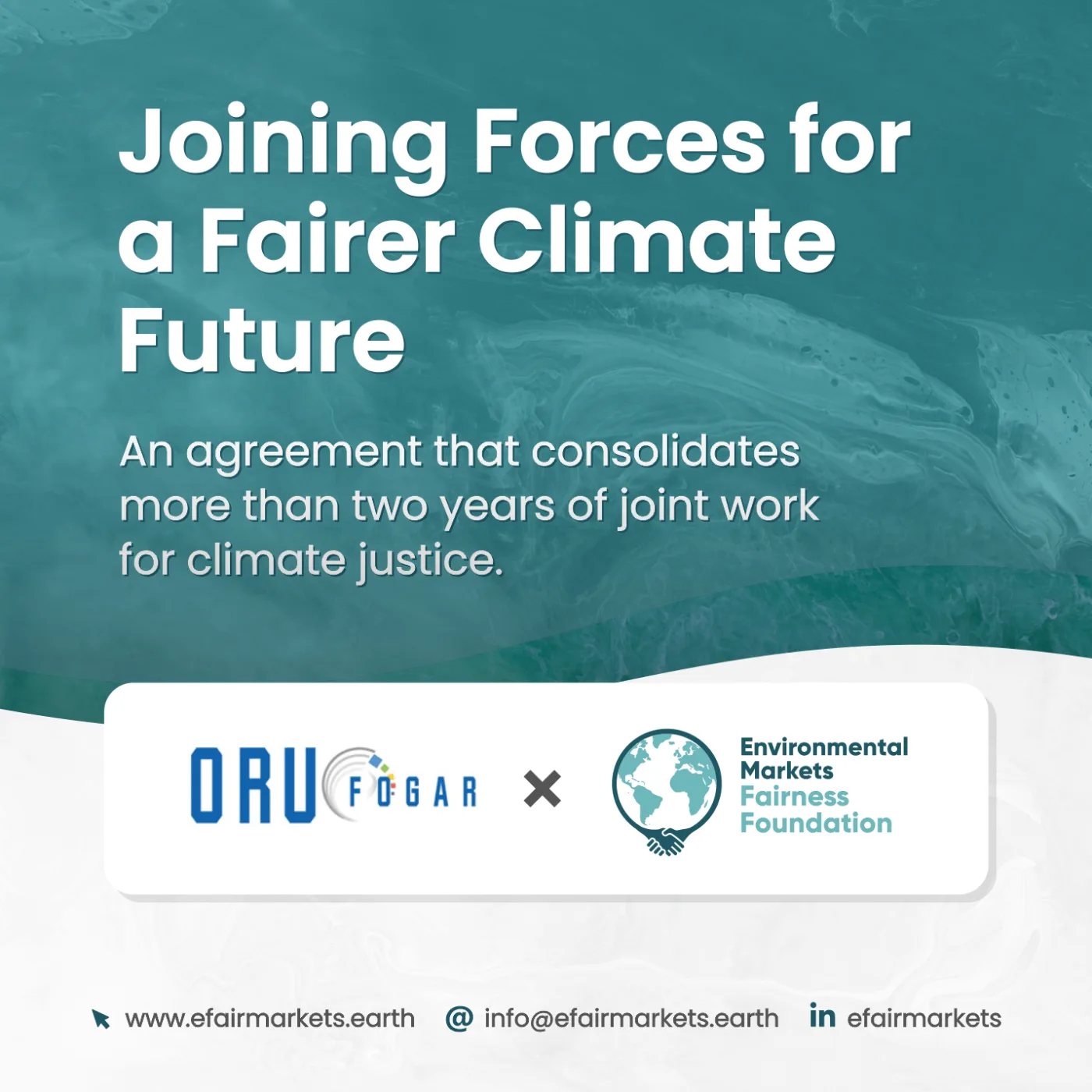 Joining Forces for a Fairer Climate Future — ORU Fogar × Environmental Markets Fairness Foundation.